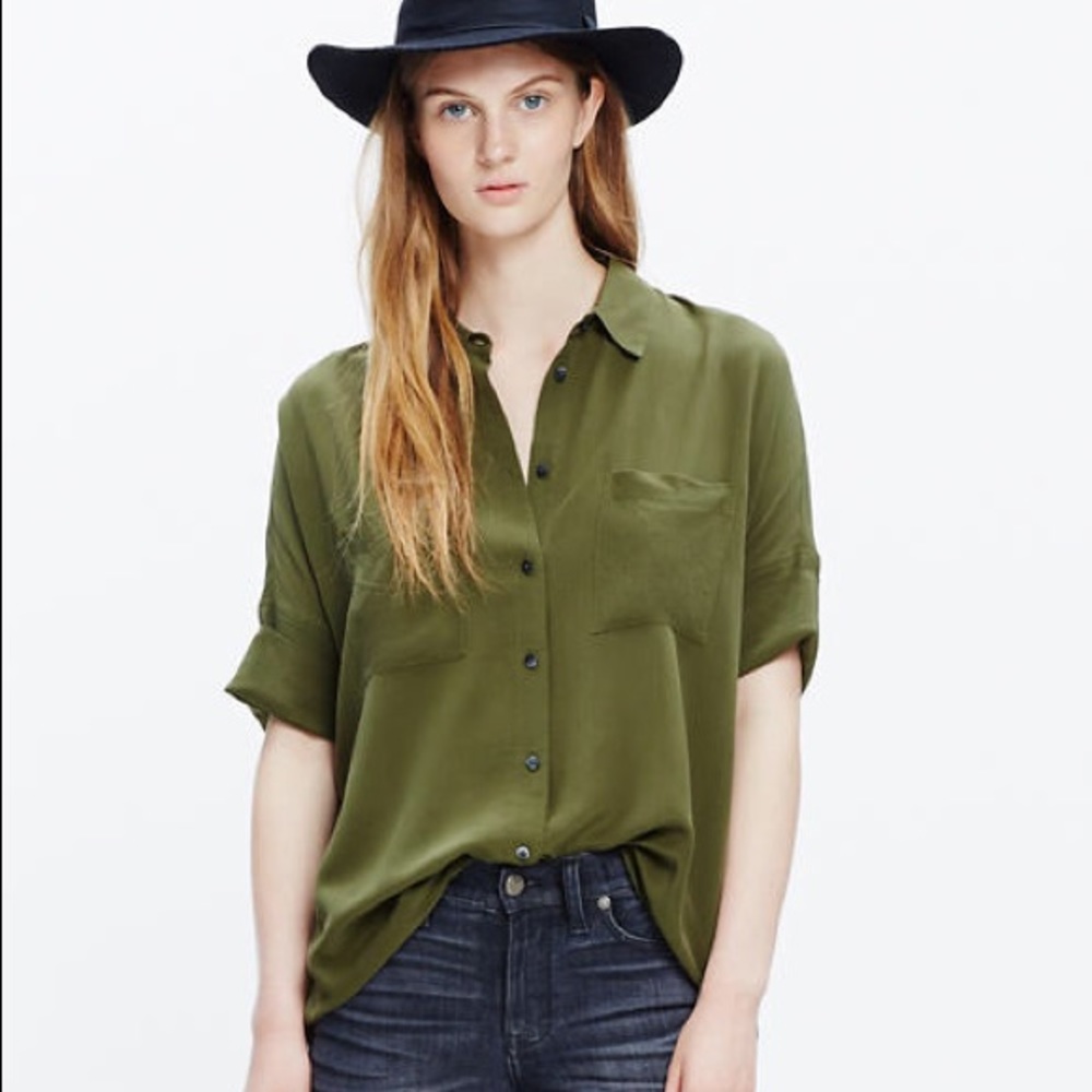 Madewell silk courier shirt
